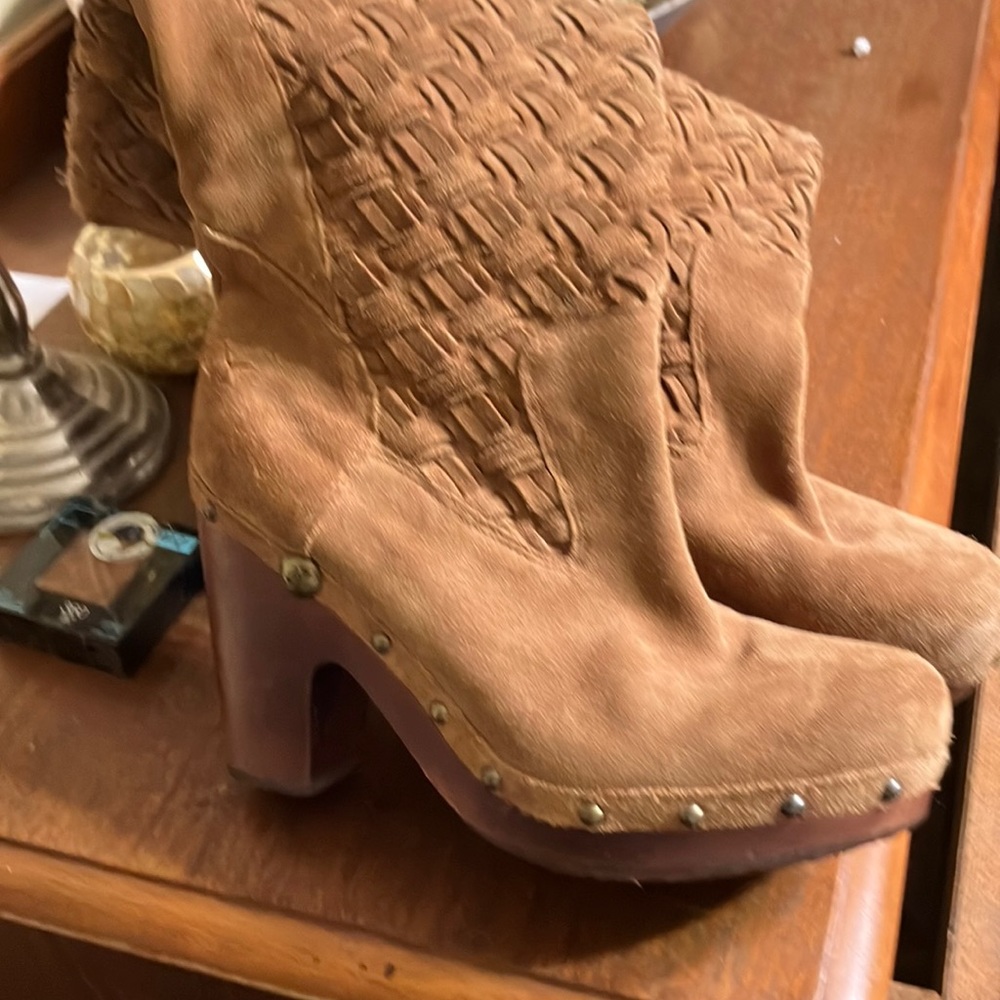 UGG Arryo Suede Leather Weave Clog Tall Boots 3363